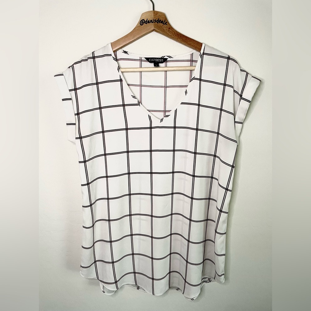 Express vneck rolled cap sleeve blouse